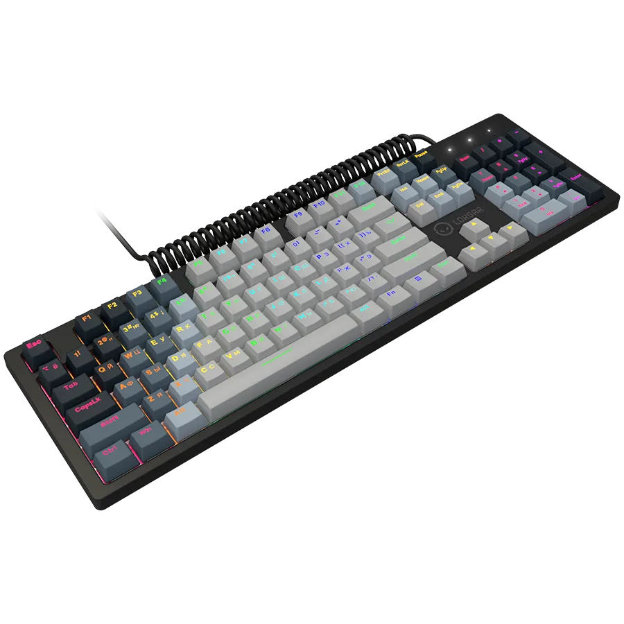 LORGAR Azar 514, Wired mechanical gaming keyboard, RGB backlight, 1680000 colour variations, 18 modes, keys number: 104, 50M clicks, linear dream switches, spring cable up to 3.4m, ABS plastic+metal, magnetic cover, 450*136*39mm, 1.17kg, white, EN+RU layo — фото 2