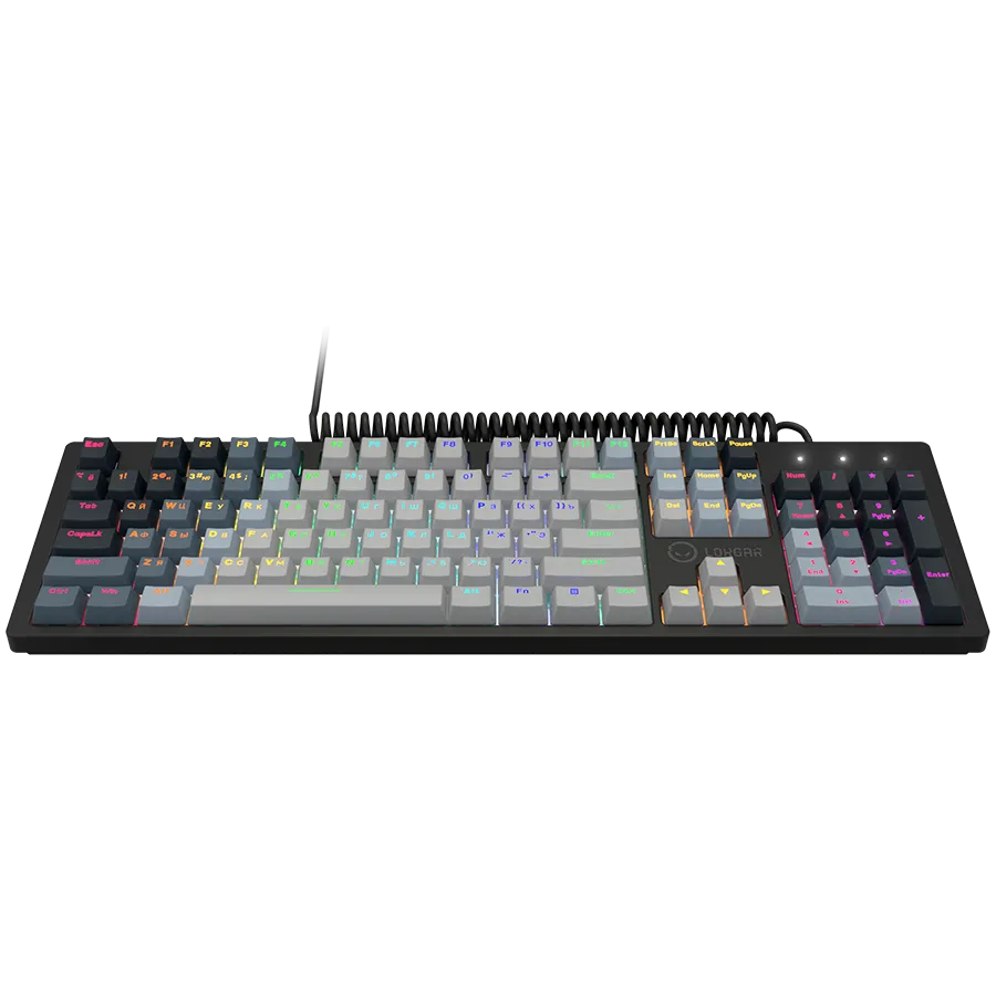 LORGAR Azar 514, Wired mechanical gaming keyboard, RGB backlight, 1680000 colour variations, 18 modes, keys number: 104, 50M clicks, linear dream switches, spring cable up to 3.4m, ABS plastic+metal, magnetic cover, 450*136*39mm, 1.17kg, white, EN+RU layo — фото 4