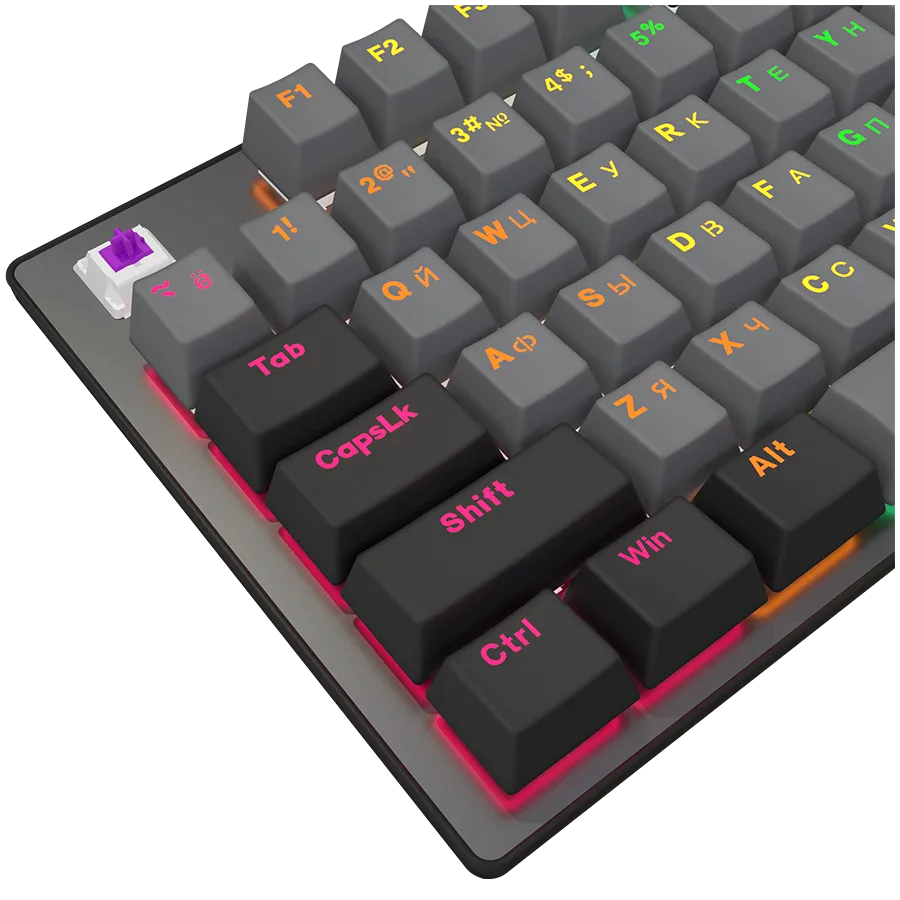 LORGAR Azar 514, Wired mechanical gaming keyboard, RGB backlight, 1680000 colour variations, 18 modes, keys number: 104, 50M clicks, linear dream switches, spring cable up to 3.4m, ABS plastic+metal, magnetic cover, 450*136*39mm, 1.17kg, black, EN+RU layo — фото 4