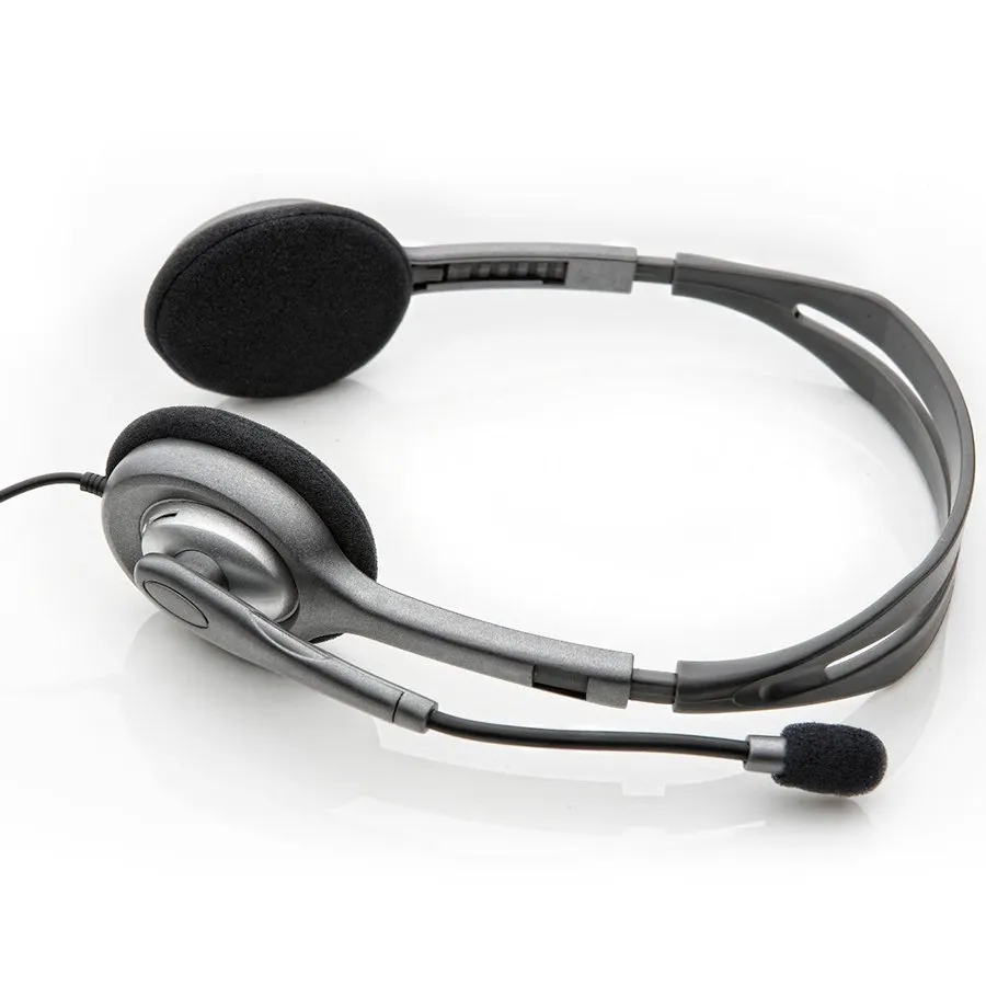 LOGITECH H110 Corded Stereo Headset - GRAY/SILVER - Dual Plug — фото 2