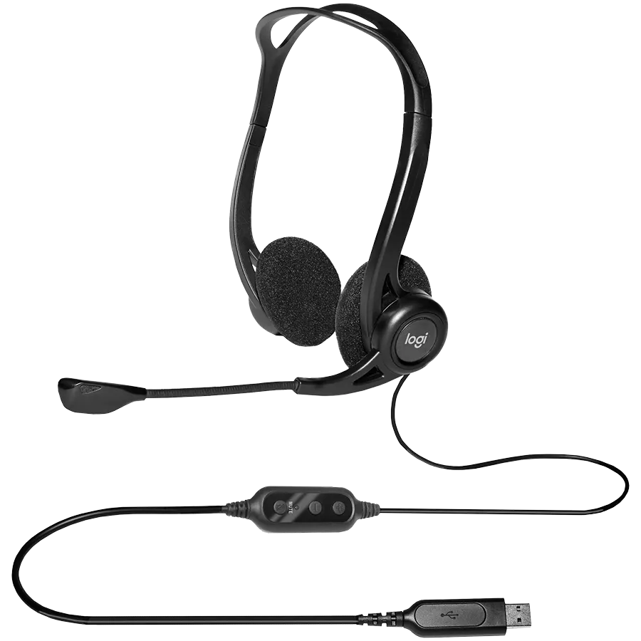 LOGITECH PC960 Corded Stereo Headset BLACK - USB — фото 3