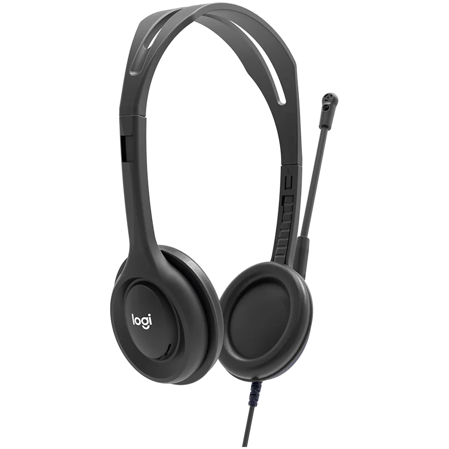 LOGITECH H111 Corded Stereo Headset - BLACK - 3.5 MM — фото 2