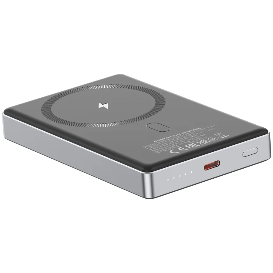 CANYON power bank OnPower 510 slim Magnetic 10000 mAh PD20W Dark Grey — фото 5