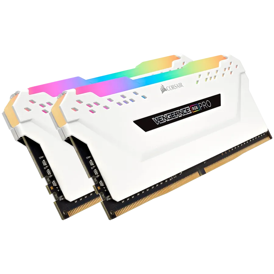CORSAIR VENGEANCE RGB PRO 32GB (2x16GB) DDR4 3200 (PC4-25600) C16 1.35V Desktop Memory - White, 0840006620075