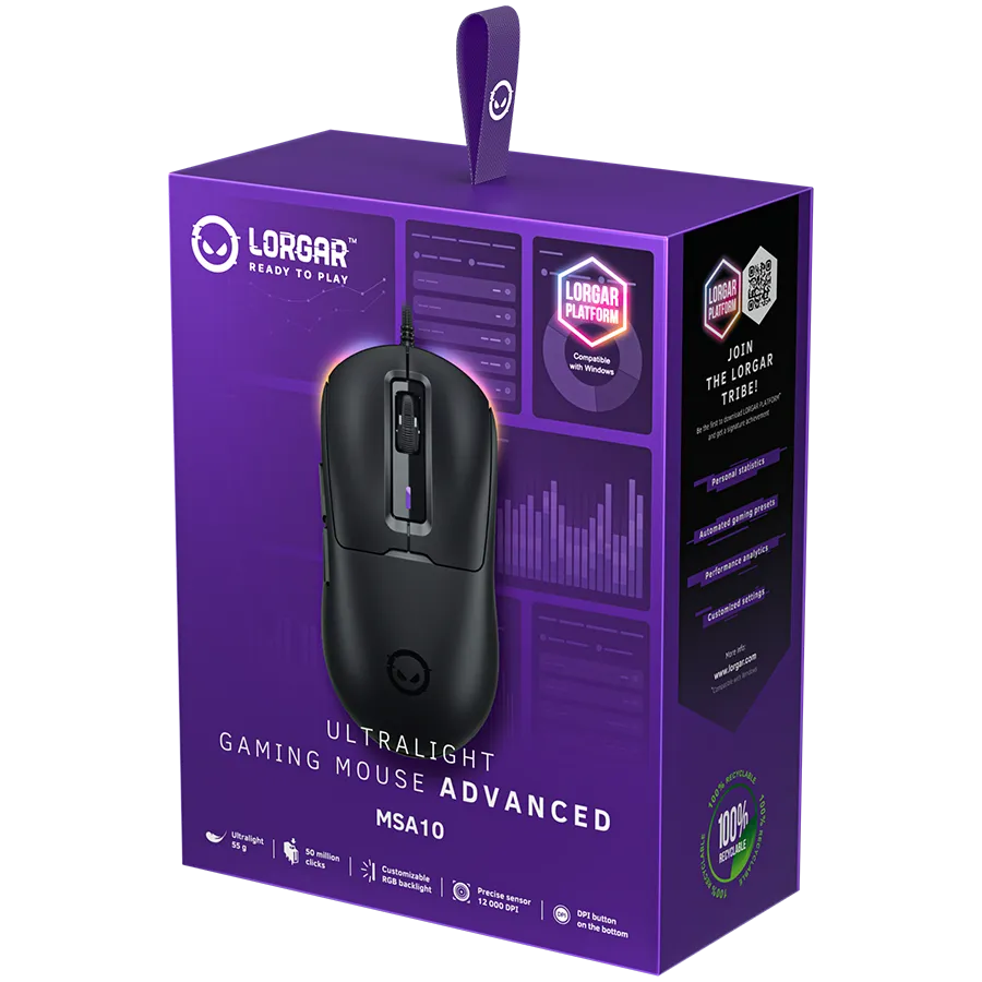 LORGAR MSA10, Ultralight Wired Gaming Mouse Advanced, black — фото 8