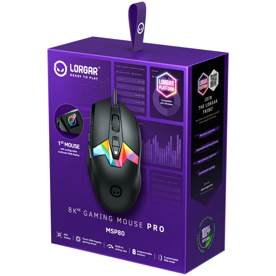 LORGAR MSP80, 8000 Hz Gaming Mouse Pro, Black — фото 8