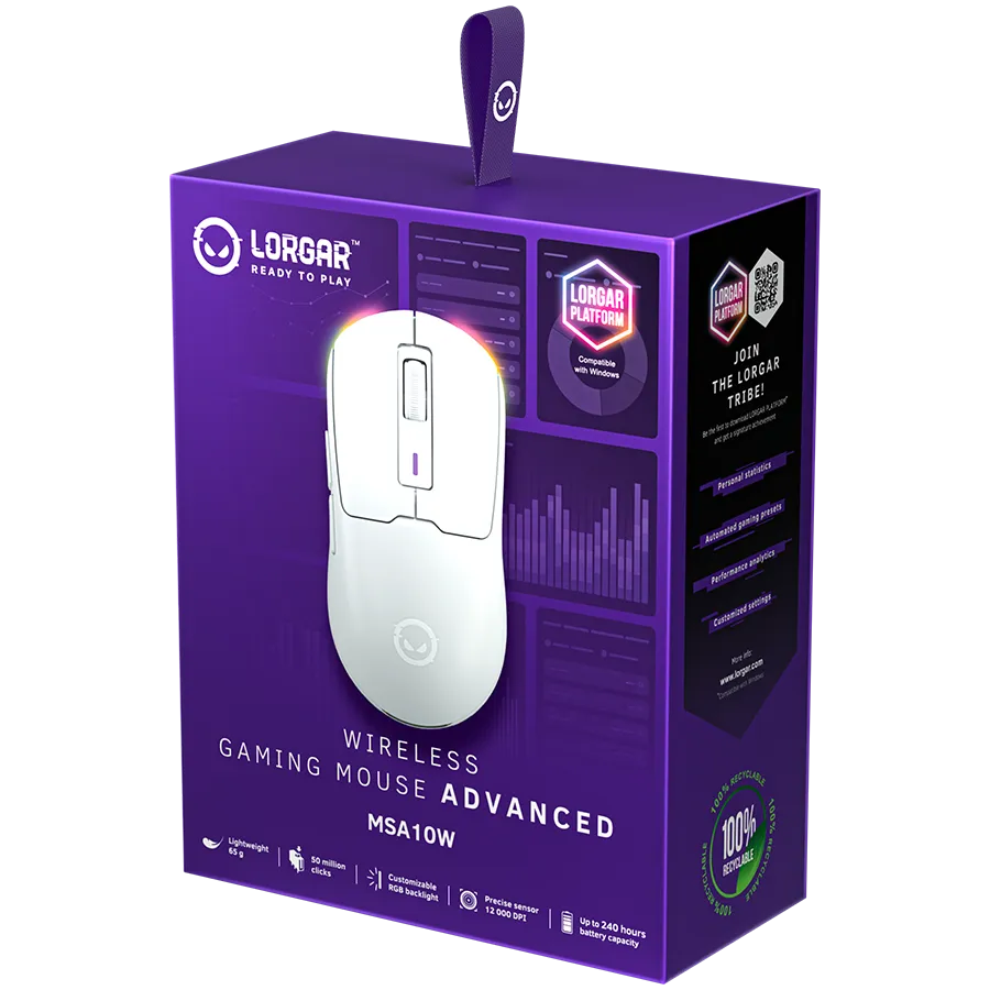 LORGAR MSA10W, Wireless Gaming Mouse Advanced, white — фото 8