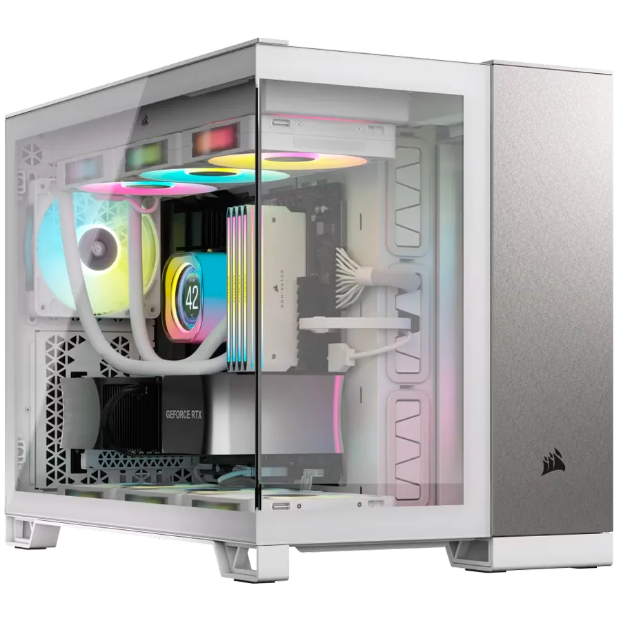CORSAIR 2500X Micro ATX Dual Chamber PC Case - White/Satin Gray Aluminum
