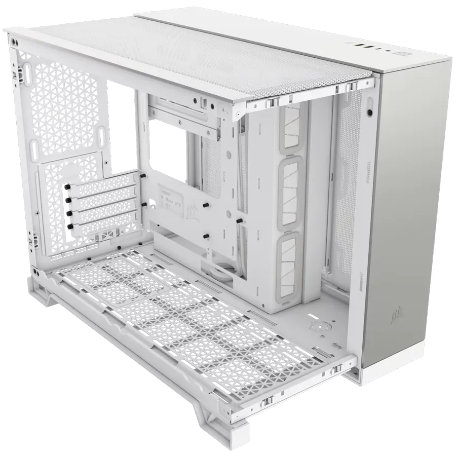 CORSAIR 2500X Micro ATX Dual Chamber PC Case - White/Satin Gray Aluminum — фото 3