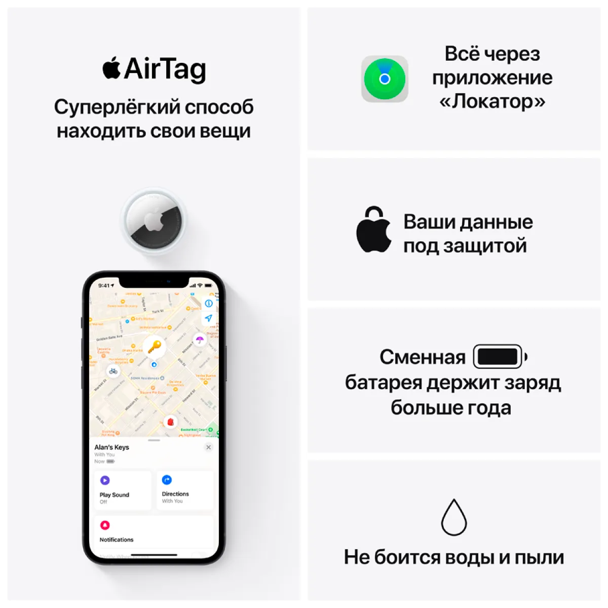 Apple AirTag (4 Pack), Model A2187 — фото 13