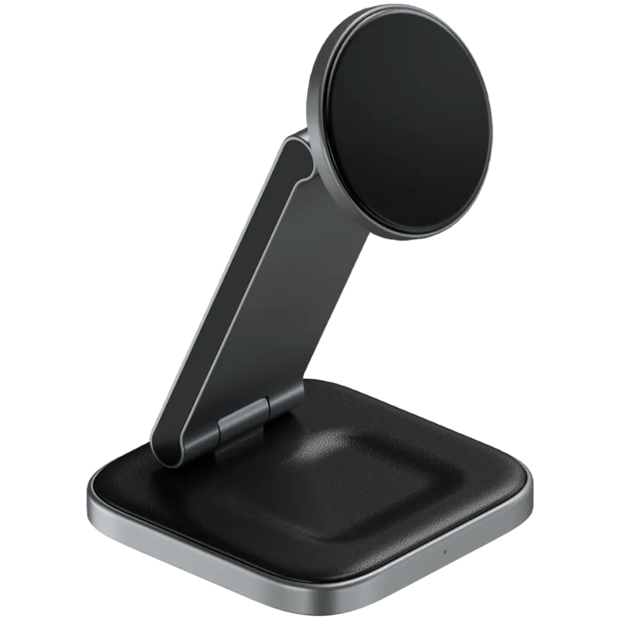 SATECHI 3-in-1 Foldable Qi2 Wireless Charging Stand (Space Gray) with Type A,C,G plugs — фото 2