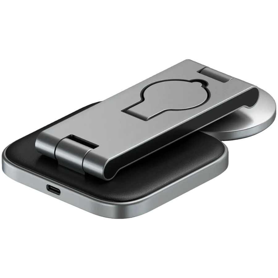 SATECHI 3-in-1 Foldable Qi2 Wireless Charging Stand (Space Gray) with Type A,C,G plugs — фото 3