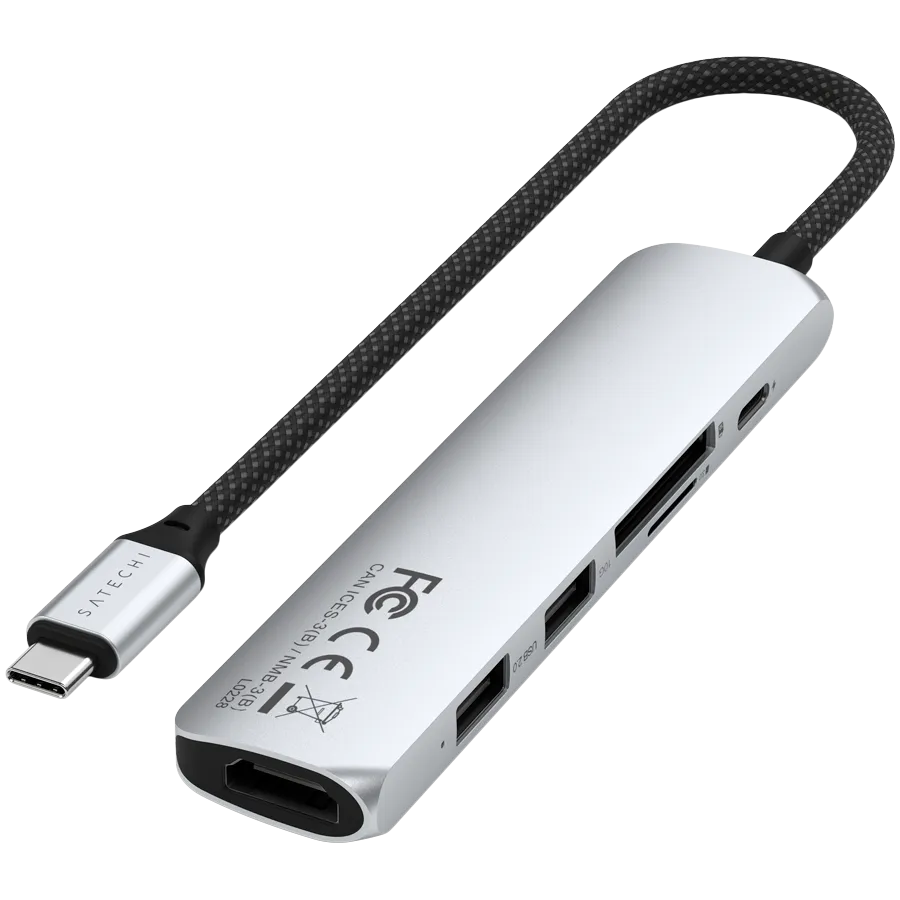 SATECHI 6-in-1 USB-C Slim Multiport Adapter (Silver) — фото 3
