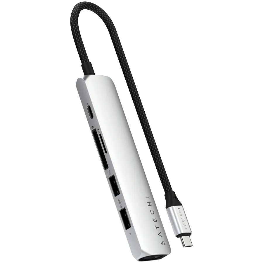 SATECHI 6-in-1 USB-C Slim Multiport Adapter (Silver)