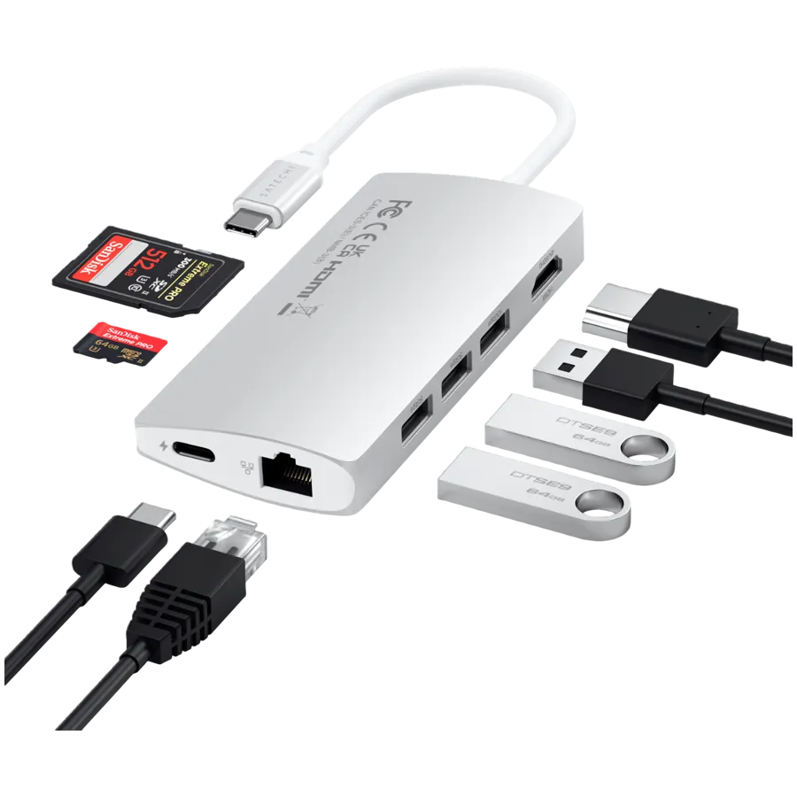 SATECHI Type-C Multi-Port Adapter 4K with Ethernet V2 Silver — фото 5