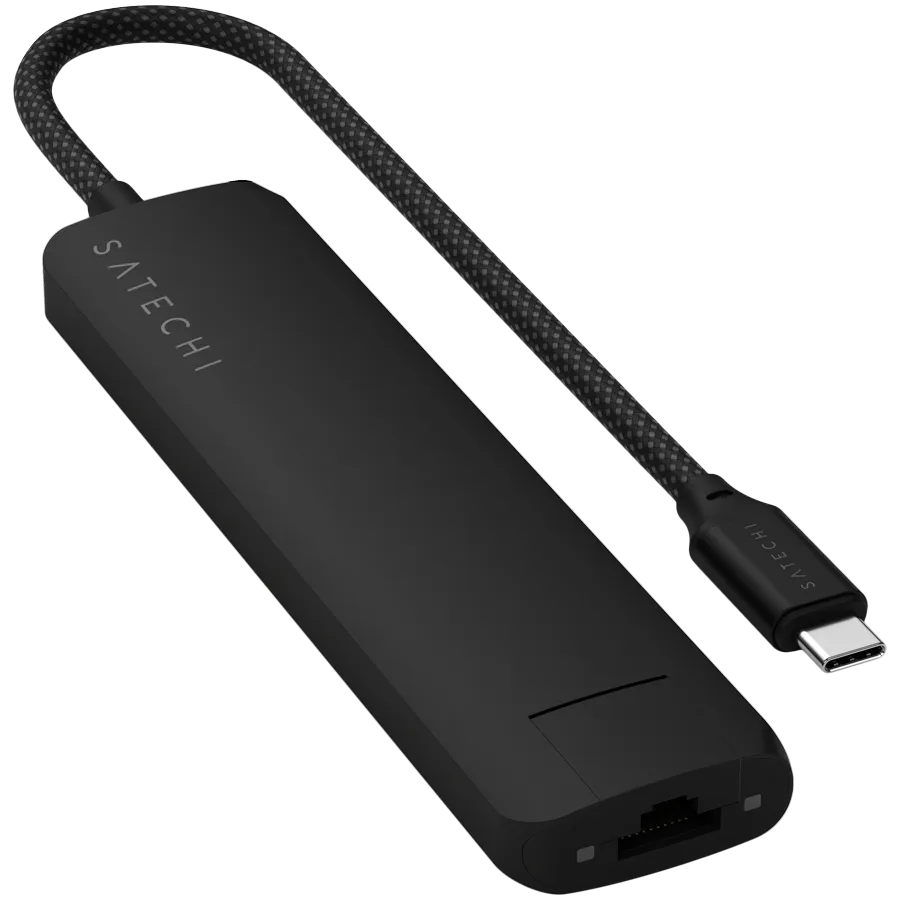 SATECHI 7-in-1 USB-C Slim Multiport Adapter with Ethernet (Black) — фото 2