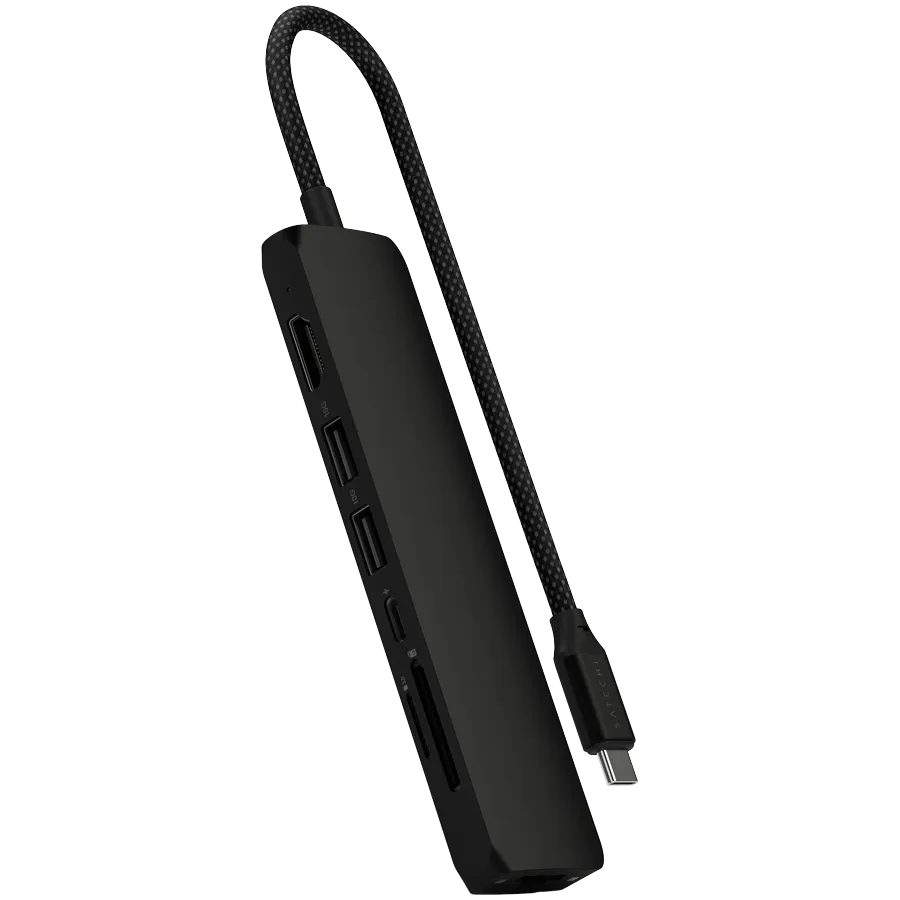 SATECHI 7-in-1 USB-C Slim Multiport Adapter with Ethernet (Black)