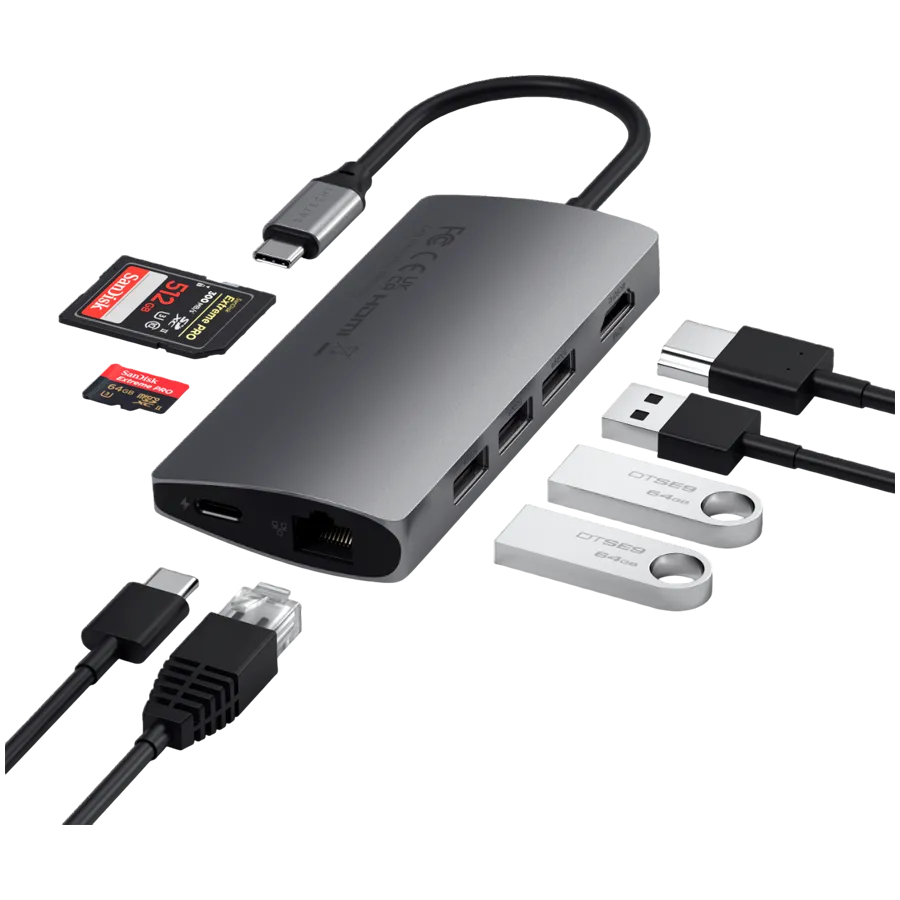 SATECHI Type-C Multi-Port Adapter 4K with Ethernet V2 Space Gray — фото 5