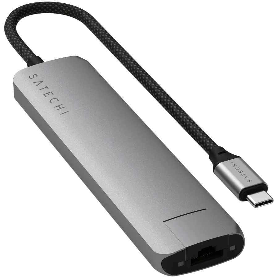 SATECHI 7-in-1 USB-C Slim Multiport Adapter with Ethernet (Space Grey) — фото 2