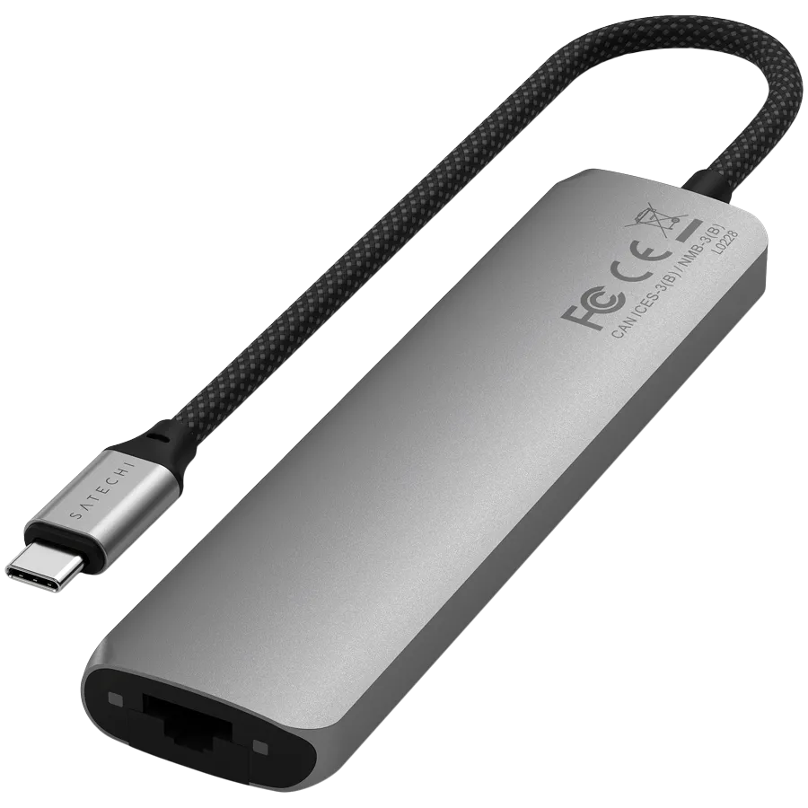 SATECHI 7-in-1 USB-C Slim Multiport Adapter with Ethernet (Space Grey) — фото 3