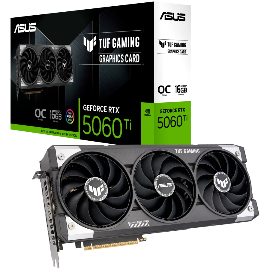 ASUS Video Card NVIDIA GeForce RTX 5060 Ti 16GB GDDR7 128-bit Digital Max Resolution 7680 x 4320 Yes x 1 (Native HDMI 2.1b) Yes x 3 (Native DisplayPort 2.1b) HDCP Support Yes (2.3) 550W P/N 90YV0MG0-M0NA00