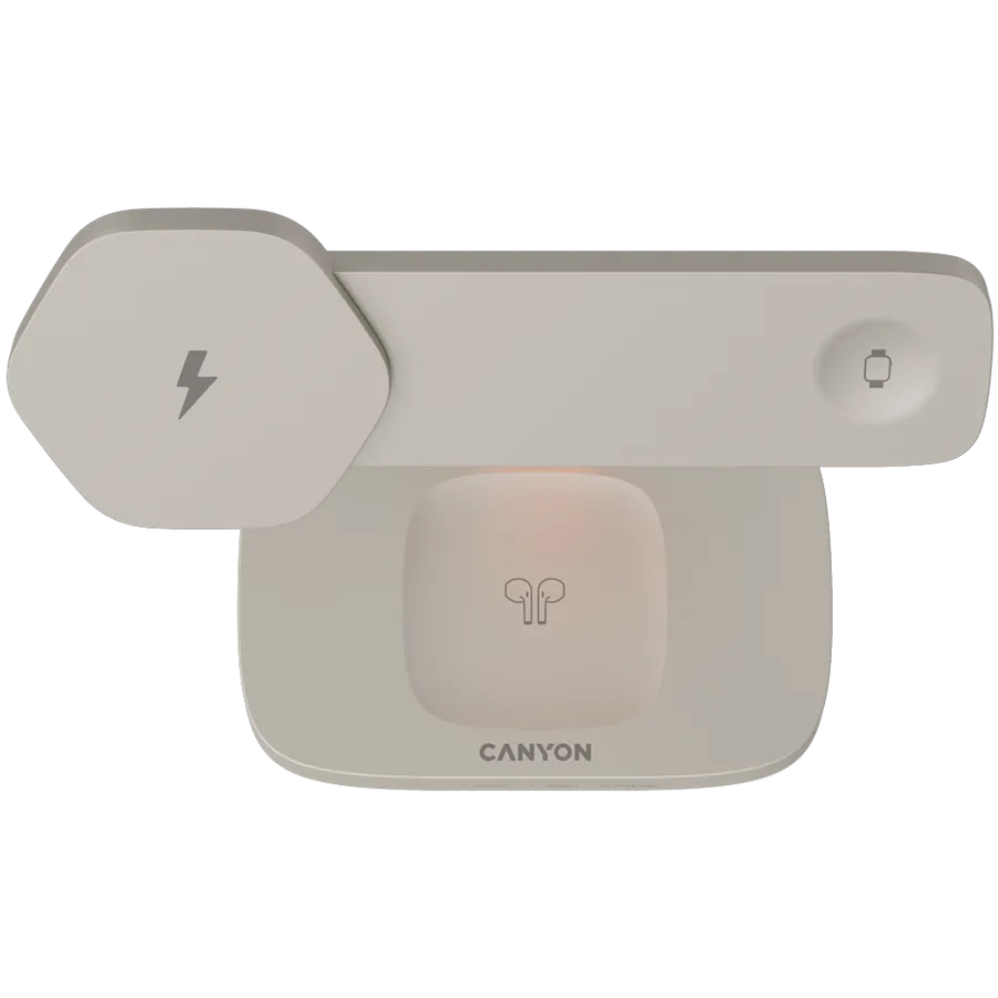 CANYON Wireless Charging Station Hexagon 310 3in1 LightGrey/Orange — фото 3