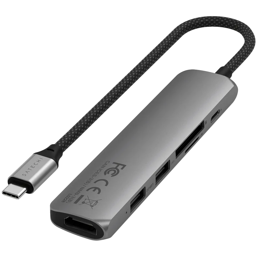 SATECHI 6-in-1 USB-C Slim Multiport Adapter (Space Grey) — фото 3