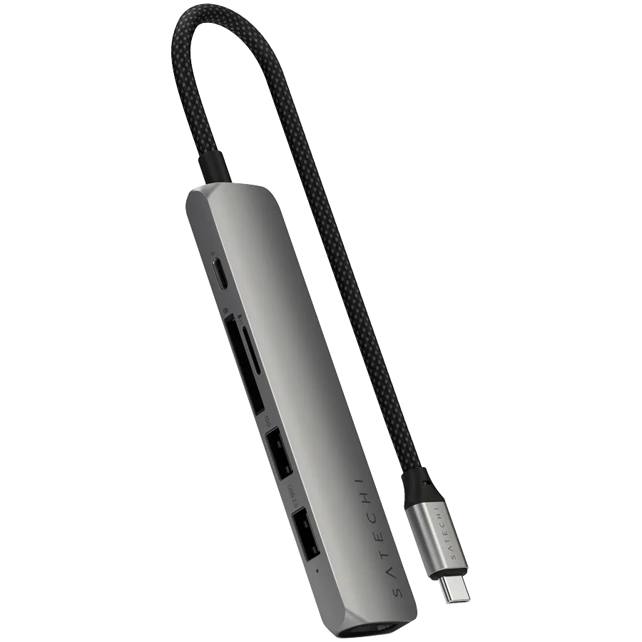 SATECHI 6-in-1 USB-C Slim Multiport Adapter (Space Grey)