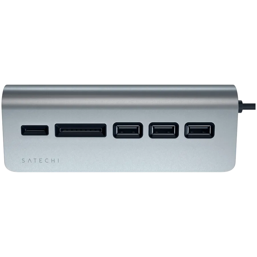 SATECHI Type-C Aluminum USB 3.0 Hub & Card Reader Space Gray — фото 3