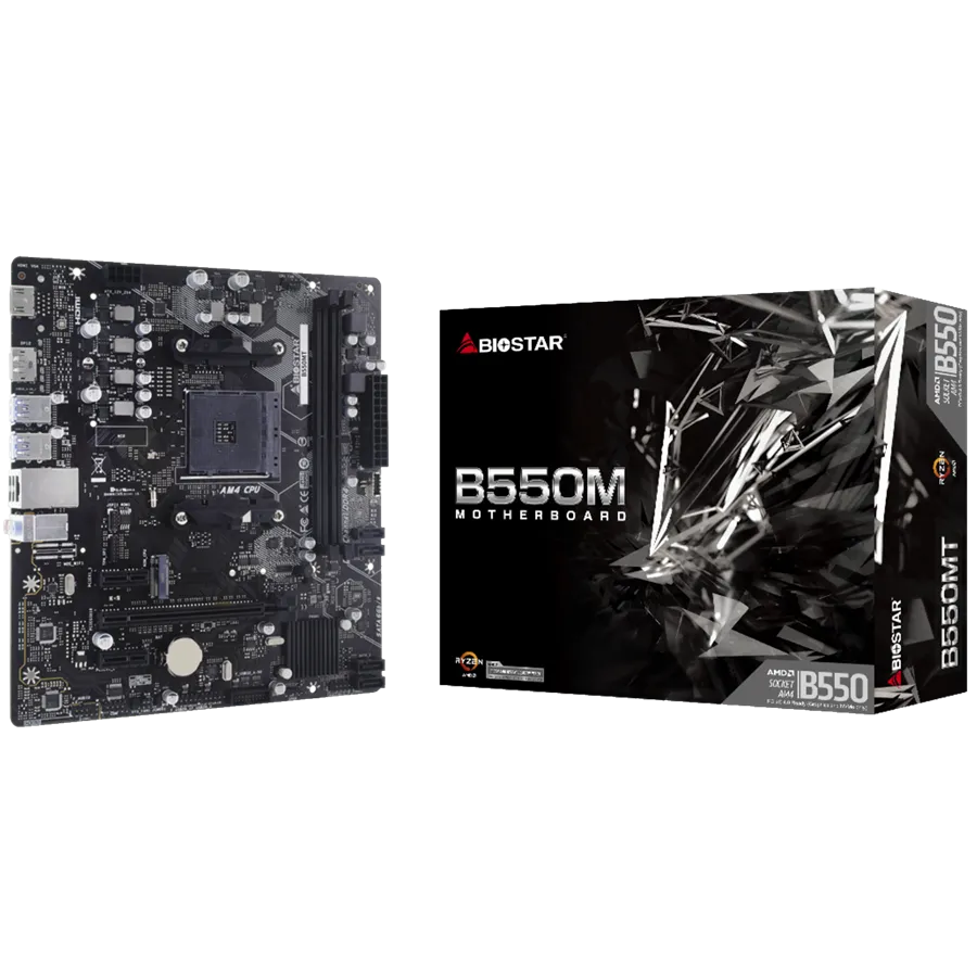 BIOSTAR MB AM4 B550 2 x DDR4 4 x SATA III 1 x M.2 1 x DP Port 1 x HDMI Port 1 x LAN port Micro ATX