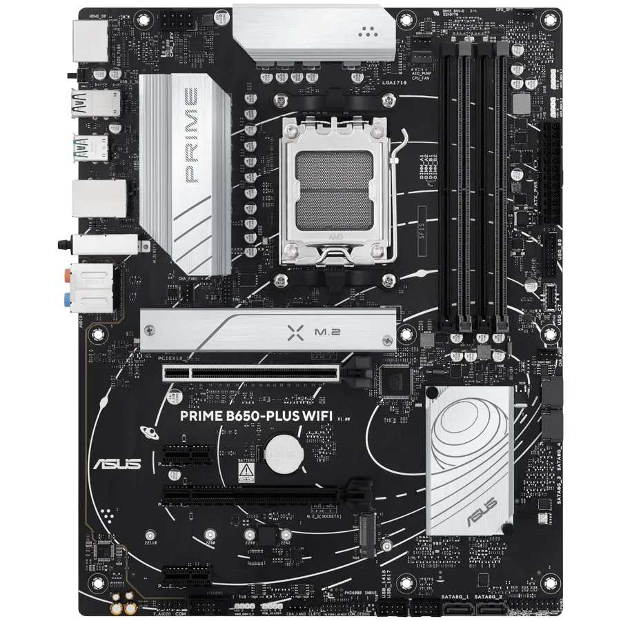 Материнская плата ASUS PRIME B650-PLUS WIFI AM5 4xDDR5 4xSATA3 RAID 2xM.2 HDMI DP ATX — фото 1