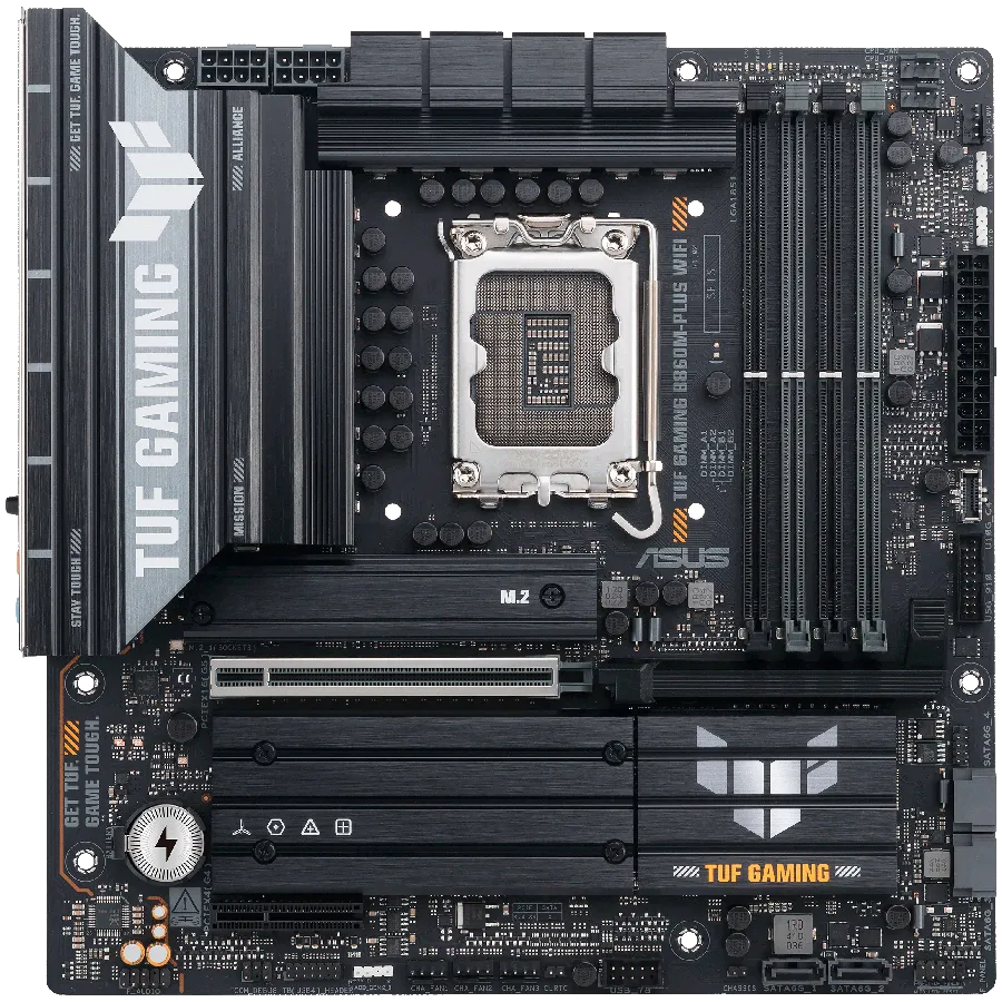 ASUS Main Board Desktop Intel B860 Chipset 4 x DIMM slots, max. 256GB, DDR5 1 x PCIe 5.0 x16 slot 1 x DisplayPort1 x HDMI port 1 x Wi-Fi Module 3 x M.2 slots 4 x SATA mATX Form Factor