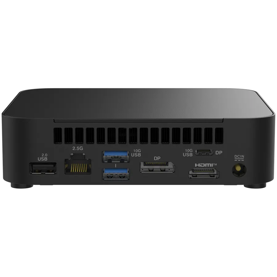 ASUS NUC 14 Essential/RNUC14MNK1500002/N150 Processor/1xDDR5-4800 SO-DIMM/5xUSB Type-A/2xUSB Type-C/3.5mm jack/ M.2 22x80 NVMe and SATA SSD/2,5Gbe LAN/1xHDMI/ 1x DP/no Storage/no RAM/WiFI6E AX211/no OS/EU Cord/Slim Kit(L6)/EAN:4711387783078 — фото 2