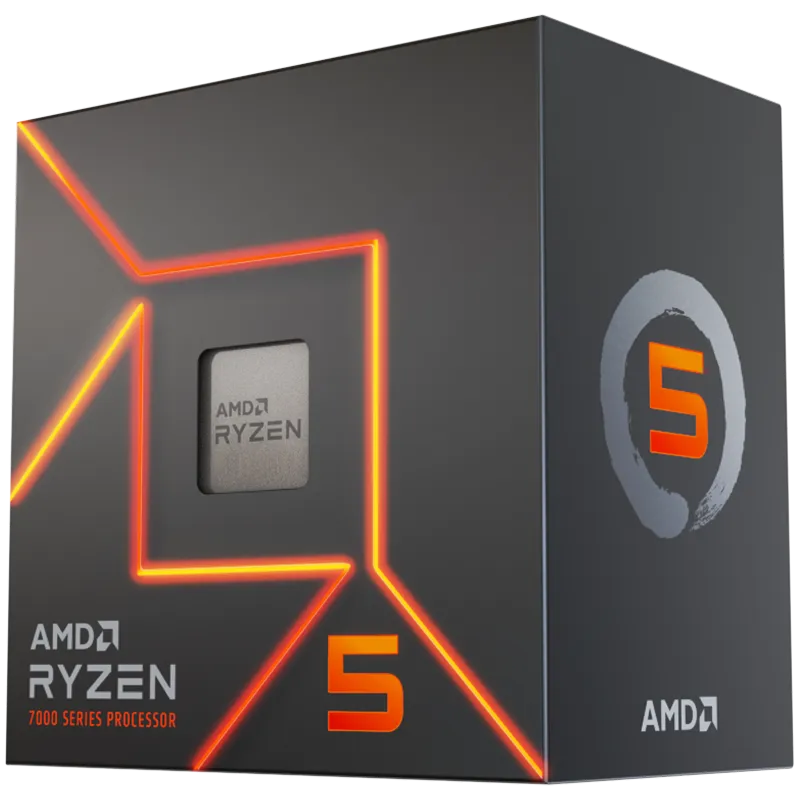 AMD CPU Desktop Ryzen 5 6C/12T 7600 (5.2GHz Max, 38MB,65W,AM5) box, with Radeon Graphics and Wraith Stealth Cooler