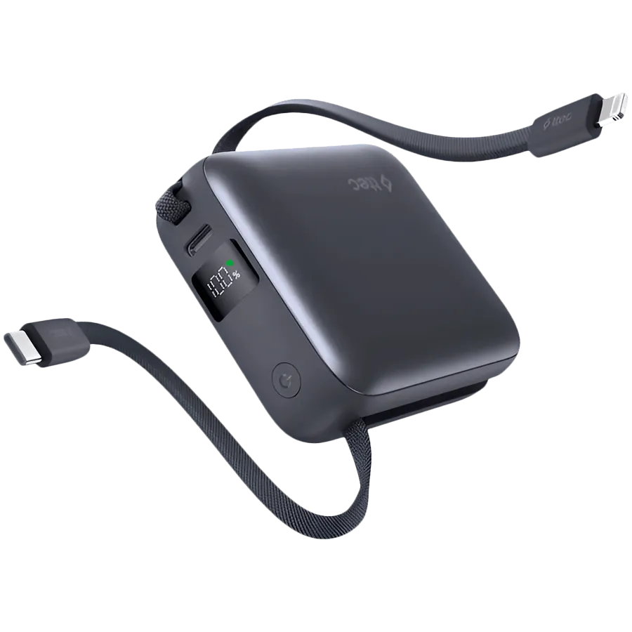 ttec ReCharger Mini LCD 10.000MH PD 20WT, Powerbank wirh USB-C and Lightning cable