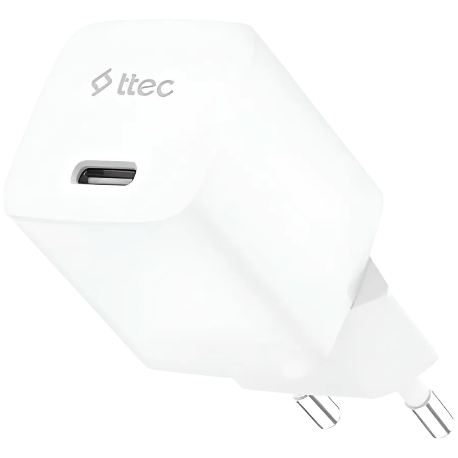 ttec SmartCharger GAN 20W PD Travel Fast Charger, White