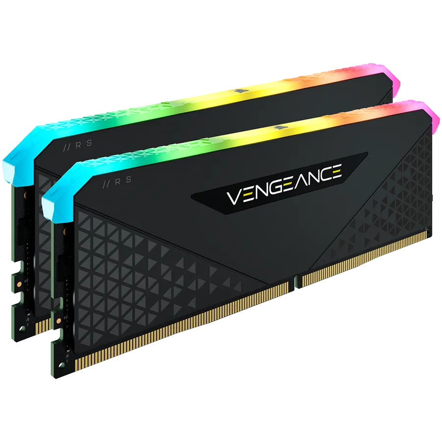 CORSAIR DDR4, 3200MHz 32GB 2x16GB Dimm, 16-20-20-38, XMP 2.0, Vengeance RGB RS Heatspreader, RGB LED, Black PCB, 1.35V, for AMD Ryzen & Intel XMP