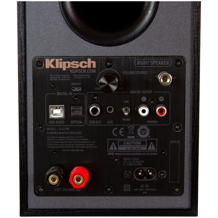Klipsch Reference R-41PM Powered Bookshelf Speakers, Black, Pair — фото 4