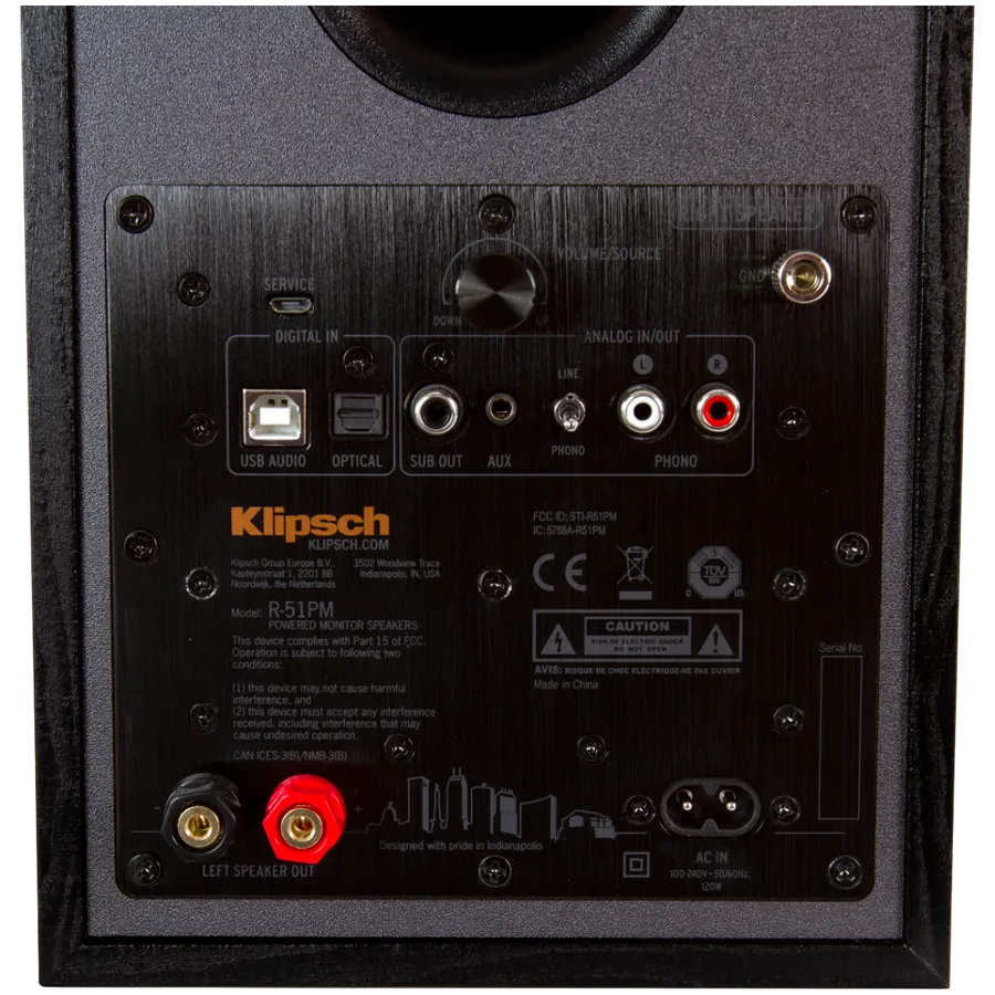 Klipsch Reference R-51PM Powered Bookshelf Speakers, Black, Pair — фото 4