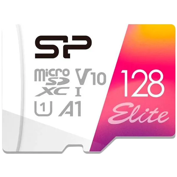 SILICON POWER Elite Colorful 128GB microSD, V10, U1, A1 Read speeds up to 100 MB/s with adapter