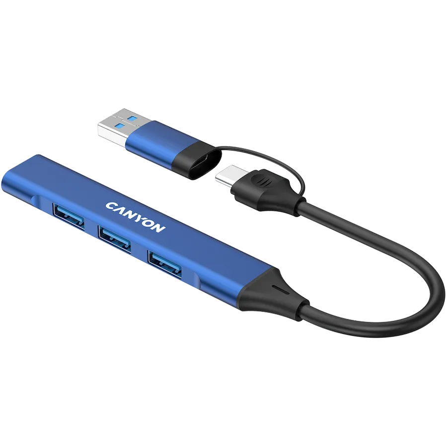CANYON hub DS-02 4in1 USB-A/C Blue — фото 5