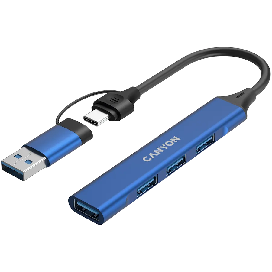 CANYON hub DS-02 4in1 USB-A/C Blue — фото 3