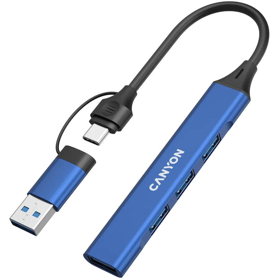 CANYON hub DS-02 4in1 USB-A/C Blue — фото 2