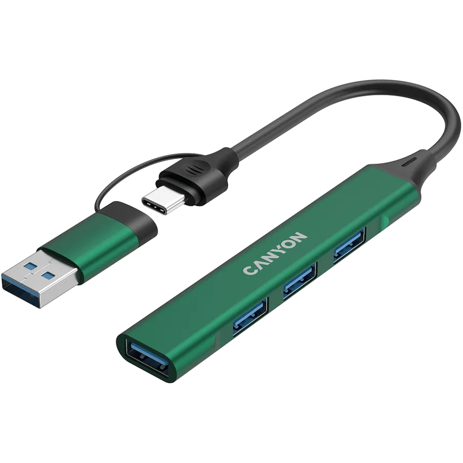 CANYON hub DS-02 4in1 USB-A/C Green — фото 3