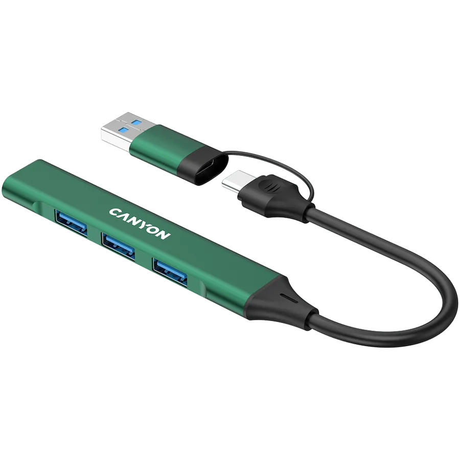 CANYON hub DS-02 4in1 USB-A/C Green — фото 5