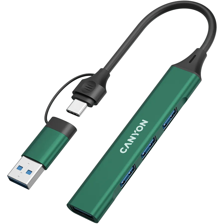 CANYON hub DS-02 4in1 USB-A/C Green — фото 2
