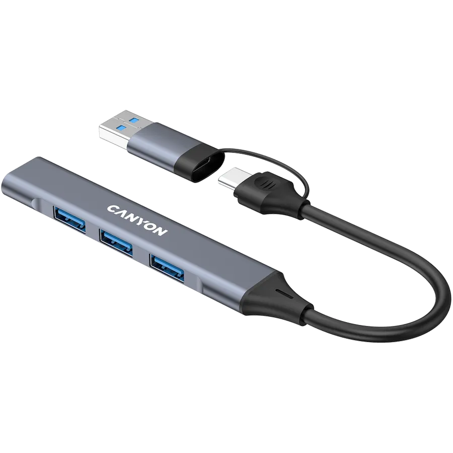 CANYON hub DS-02 4in1 USB-A/C Grey — фото 5