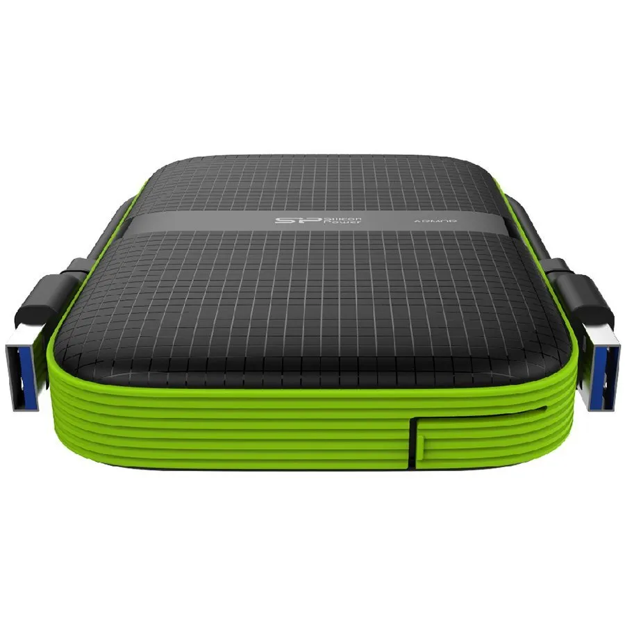 Silicon Power Armor - A60 2TB Portable HDD USB 3.2 Gen1 Black/Green, Shockproof MIL-STD 810G Method 516.6 Procedure IV, Water-resistant IPX4, LED light — фото 3