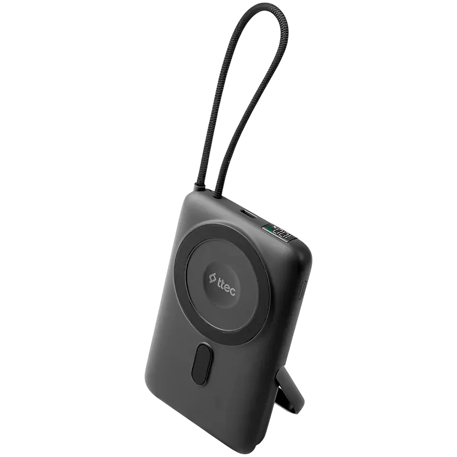 ttec Recharger M LCD 10.000 mAh. Magesafe comp PD20W Powerbank with  USB-C Cable and Stand — фото 3
