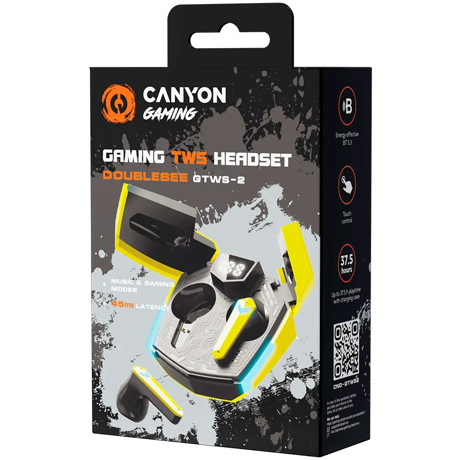 CANYON headset Doublebee GTWS-2 Gaming Yellow — фото 6